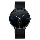 CIVO Fashion Watch Men's Waterproof Slim Mesh Strap Minimalist Wrist Watches