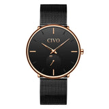 CIVO Fashion Watch Men's Waterproof Slim Mesh Strap Minimalist Wrist Watches