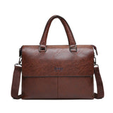 JEEP BULUO Men's Briefcase Fashion Handbags For Man Sacoche Homme Marque Male leather Bag For A4 Documents 13" Laptop