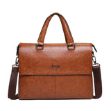 JEEP BULUO Men's Briefcase Fashion Handbags For Man Sacoche Homme Marque Male leather Bag For A4 Documents 13" Laptop