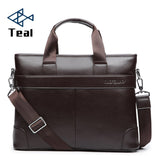 Men's Business Black Casual Bag Leather Briefcase Men's Tote Bags Brown High Quality Male Business Large Capacity