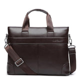 Men's Business Black Casual Bag Leather Briefcase Men's Tote Bags Brown High Quality Male Business Large Capacity