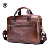 Genuine Leather Men's Briefcase Vintage Business Computer Bag Fashion Messenger Bags Man Shoulder bag Postman Male Handbags