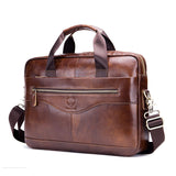 Genuine Leather Men's Briefcase Vintage Business Computer Bag Fashion Messenger Bags Man Shoulder bag Postman Male Handbags