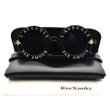 Fashion Unisex Round Retro Sunglasses Women Vintage Glasses Circle Classic Bee Letter Sun Glasses Men Shades Visor Oculos Top