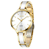 LVYIN Women Quartz Ceramic Watches Elegant Lady Luxury Rose Gold Bracelet Watches