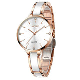 LVYIN Women Quartz Ceramic Watches Elegant Lady Luxury Rose Gold Bracelet Watches