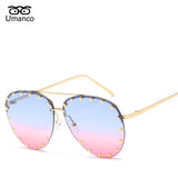 Umanco Vintage Metal Sunglasses Women Men Fashion Eyewear Unisex Trendy Rivet Sun Glasses 2018 New High Quality Sunglasses UV400