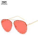 Umanco Vintage Metal Sunglasses Women Men Fashion Eyewear Unisex Trendy Rivet Sun Glasses 2018 New High Quality Sunglasses UV400