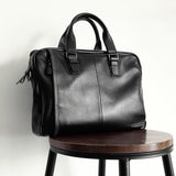 New Natural Cowskin Genuine Leather Men's Briefcase Fashion Large Capacity Business bag Black Male Shoulder Laptop Bag