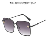 Luxury Square Bee Sunglasses Women Men Retro Brand designer Metal Frame Oversized Sun Glasses Female Grandient Shades Oculos