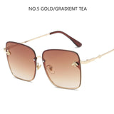 Luxury Square Bee Sunglasses Women Men Retro Brand designer Metal Frame Oversized Sun Glasses Female Grandient Shades Oculos