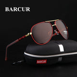 BARCUR Aluminum Magnesium Men's Sunglasses Men Polarized Coating Mirror Glasses oculos Male Eyewear Accessories For Men