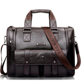 Men Leather Black Briefcase Business Handbag Messenger Bags Male Vintage Shoulder Bag Men's Large Laptop Travel Bags Hot