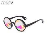 Hot Sale Round Frame Holographic Kaleidoscope Men Women Sunglasses Rave Festival Stylish Female Male Glasses Party Queen Gifts