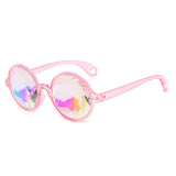 Hot Sale Round Frame Holographic Kaleidoscope Men Women Sunglasses Rave Festival Stylish Female Male Glasses Party Queen Gifts