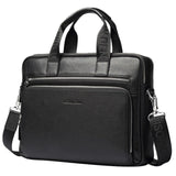 BISON DENIM Genuine Leather Briefcases 14" Laptop Handbag Men's Business Crossbody Bag Messenger Shoulder Bags for Men