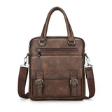 New Split Leather Handbag Zipper Men Business Polyester Two Silt Pocket Soft Handle 14 Inches Briefcases Bags