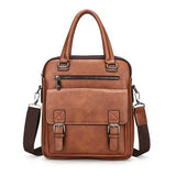 New Split Leather Handbag Zipper Men Business Polyester Two Silt Pocket Soft Handle 14 Inches Briefcases Bags