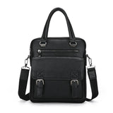 New Split Leather Handbag Zipper Men Business Polyester Two Silt Pocket Soft Handle 14 Inches Briefcases Bags