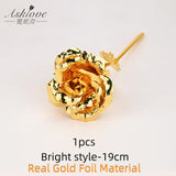 Asklove 5-10pcs Real 24K Gold Foil Rose Flower Gold Rose Plated Valentine's Day Gift Wedding Decor Lover Rose Artificial Flowers